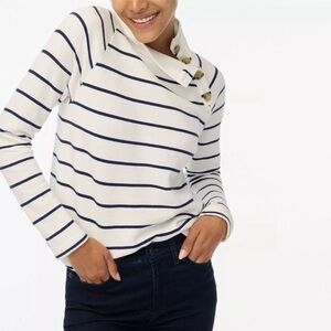 J. Crew Blue and White Turtleneck Sweater